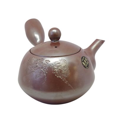 Silver Brown JAP Teapot Foliage Deco