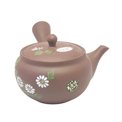 Terracotta teapot JAP  /  terracotta white flowers 360 ml